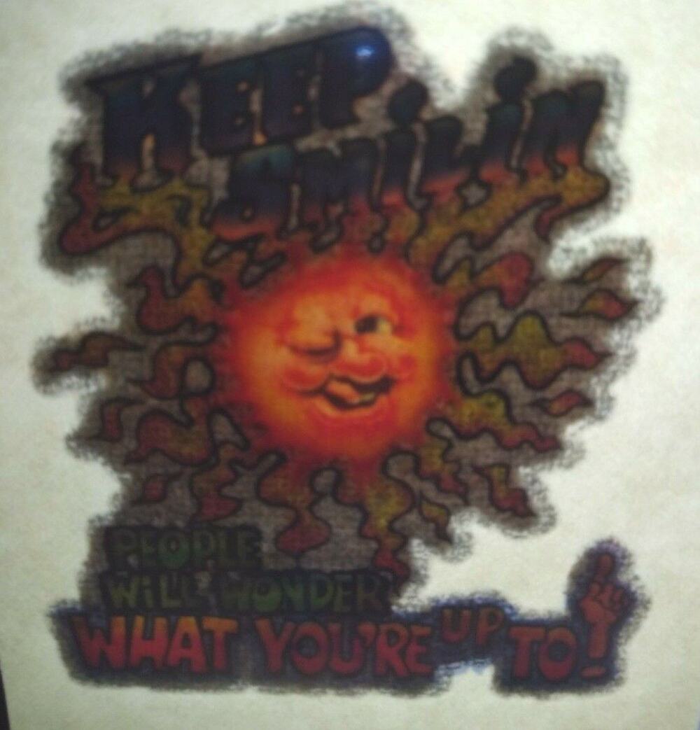 Keep Smilin Sunshine Screamin Gleamin Glitter Iron-On Decal Donruss 1970 Vintage